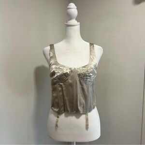 Zara Metallic Silver Crop Top